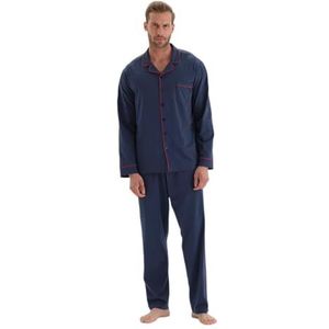 Dagi Katoenen pyjama voor heren, marineblauw, XL pyjama set, marineblauw, XL, Navy Blauw