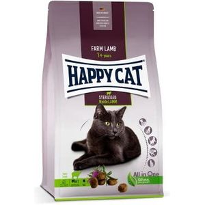 Happy Cat 70584 - Sterilised salde lam voor volwassenen - droogvoer voor katten gesteriliseerd en houten bek inhoud 1,3 kg