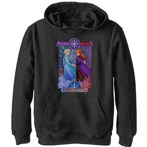 Disney Frozen 2 Elsa Anna Split geometrische poster voor jongens hoodie, zwart, S, zwart.