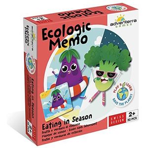 Adventerra Games Ecologic Memory Season Eating | 2 jaar + kinderen, 2 jaar + Montessori-spellen, kinderen, 2 jaar + geheugenspellen, Montessori 2 jaar + educatieve spelletjes, ecologische spelletjes,