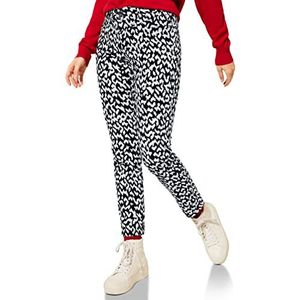 Street One Fluwelen broek vrouwen casual fit medium taille slim, zwart.