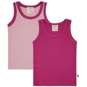 loud + proud Lot de 2 maillots de corps pour fille, côtes fines, coton bio et certifié GOTS, azalée, 122-128