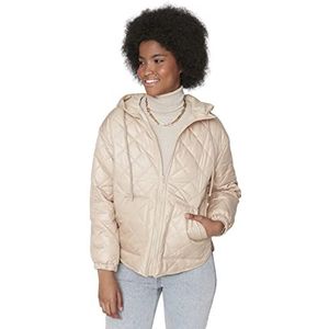 Trendyol Oversized winterjas met capuchon effen damesjas, beige, XS, Beige