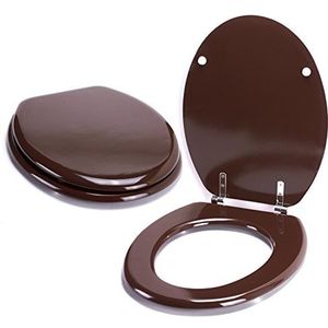 MSV 140302 wc-bril toiletdeksel MDF houten kern""chocoladebruin"" scharnieren van roestvrij staal - hoogwaardige en stabiele kwaliteit