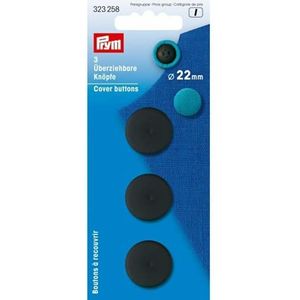 Prym Knopen van zwart kunststof, 22 mm, 14 x 6 x 1 cm, 3 stuks