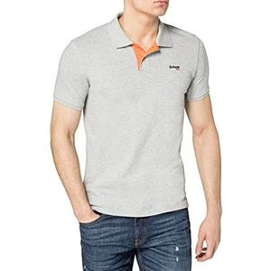 Schott NYC Poloshirt met korte mouwen, heren T-shirt, grijs / oranje