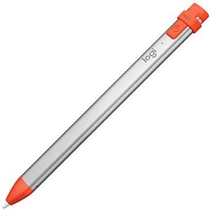 Logitech Digitaal potlood voor educatie, voor iPad (versie 2018 en nieuwer) met Apple Pencil technologie, anti-rolling design en dynamische smart punt – zilver/oranje