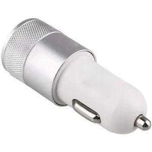 Zilveren dubbele USB-oplader voor sigarettenaansteker, oplader voor elk apparaat met USB-ingang
