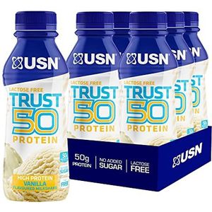 USN Trust 50 stuks eiwitflessen, voorgemengd, klaar om te drinken, 500 ml, vanille