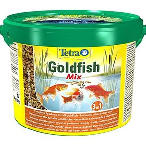 Tetra Pond Goldfish Mix - Complete mix van sticks, vlokken, gammarus - voer voor rode vissen, vijver en tuin, verrijkt met sporenelementen, essentiële vitaminen, spirulina - 10 l