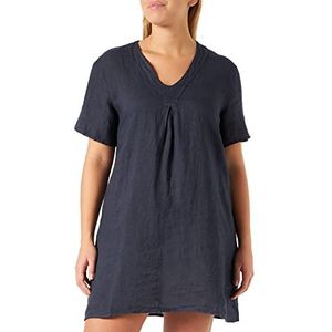 Bonamaison Casual jurk met korte mouwen en plissé aan de voorkant, Navy Blauw