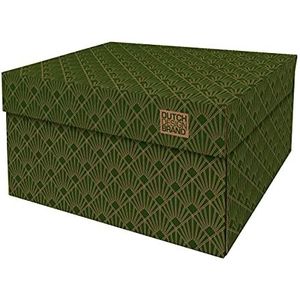 Dutch Design Brand Decoratieve opbergdozen met deksel – afmetingen: 38,9 x 31,8 x 21,1 cm – FSC-gecertificeerd recyclebaar karton (druk: art deco velvet green)