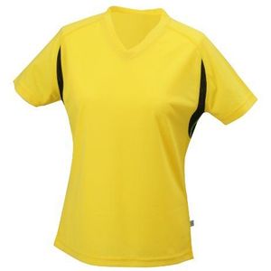 JAMES & NICHOLSON T-shirt voor dames, geel (geel/zwart), S, geel (geel/zwart)