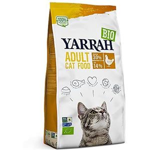 YARRAH Biologisch droog kattenvoer | hoogwaardig droogvoer voor katten | hoog voedingsgehalte | kattenvoer vanaf 12 weken met biologische kip, 6 kg