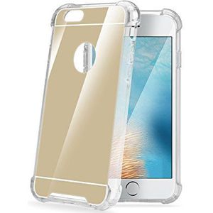 Celly Armor Mirror hardshell hoes met spiegel achterkant en transparant rubberen frame voor iPhone 7, goudkleurig