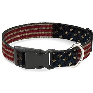 Buckle-Down Collier à clip en plastique - Drapeau américain vintage stretch - 1/2"" de large - Convient pour un cou de 6-9"" - Petit