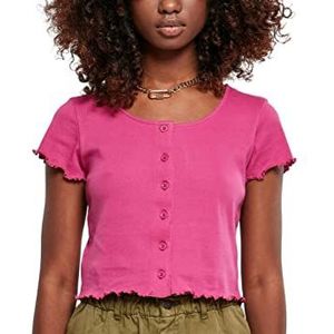 Urban Classics Dames T-shirt met korte mouwen en rolzoom cropped motief in vele kleuren maten XS-5XL, Violet Vif