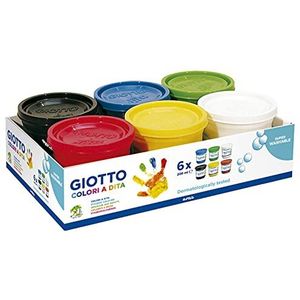 Giotto Vingergouache – schaal met 6 potten, 200 ml, verschillende kleuren