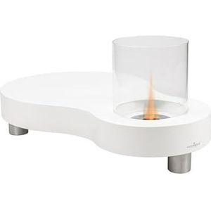 Avilia Bio-ethanolhaard in wit - Elegant en modern, gemaakt van duurzame materialen met een comfortabele vlam in hoogte en intensiteit instelbaar - eenvoudig te bedienen en te bedienen