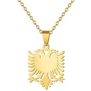 CECECOLEPansr Albanese adelaarskaart hanger ketting mode paar ketting unisex sieraden cadeau accessoires voor vrouwen mannen, Goud