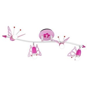 Elobra Kinderlamp meisje ""golfvlinder"" | Prachtige plafondlamp voor kinderkamer meisjes - vlinder roze bloemen - 100 x 20 x 25 cm