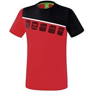 Erima 5-c T-shirt voor heren (1 stuk), Rood/Zwart/Wit