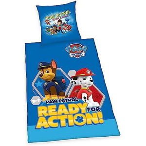 Herding Beddengoed Paw Patrol kussensloop 80 x 80 cm met knopen en dekbedovertrek 135 x 200 cm knoopsluiting 100% linon