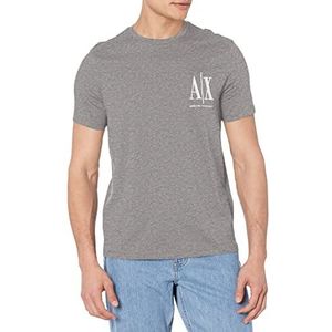 Armani Exchange Heren T-shirt met geborduurd logo op de voorzijde, grijs.