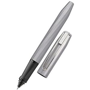 Online Slope Metallic Grey Ergonomische rollerball pen, voor school en school, zachte grip voor links- en rechtshandigen, standaard inktpatronen, navulbaar, studentenpennen 26137/3D