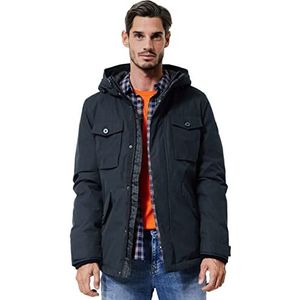 Street One MEN Heren winterjas zwart blauw M, Zwart/Blauw