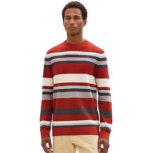 TOM TAILOR 32766-Red Knitted Multi Stripe katoenen gestreepte gebreide trui voor heren, XXL, 10668-kapitein van de blauwe lucht