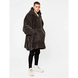 Brentfords Wearable Hoodie Deken Teddy Fleece Zacht Warm Gezellig Giant Oversized Thermische Gooi Deken Sweater, One Size, Houtskoolgrijs - Volwassenen