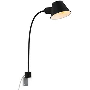 Briloner - Flexibele bedlamp, verstelbare bedlamp, tuimelschakelaar, 1 x E27 fitting max. 10 watt, kabel inbegrepen, zwart, 63 cm