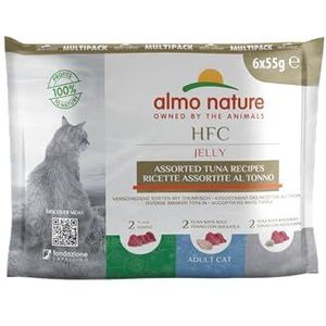 Almo Nature - HFC Natural Selection in tonijngelei – nat voer voor volwassen katten: 6 vershoudzakjes van 55 g