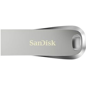 SanDisk 1 TB ultra luxe USB-stick type A, USB 3.2 Gen 1, leessnelheid tot 400 MB/s, wachtwoord, RescuePRO Deluxe, metalen behuizing, zilverkleurig