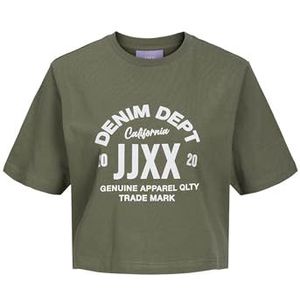 JACK & JONES Jxbrook Rlx SS Tee Jrs Sn T-shirt voor dames, Clover met vier bladen/print: dept denim