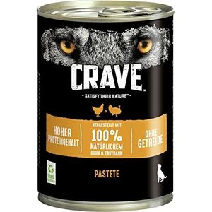 CRAVE Premium kip kalkoen pasta voor honden graanvrij nat voer met hoog eiwitgehalte blikjes 6x400g