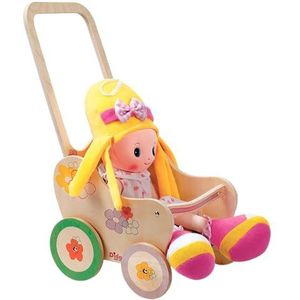 Dida - Houten bloemenwagen voor poppen van 35 cm - Montessori speelgoed voor kinderen van 2 tot 3 jaar