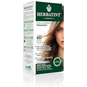 Herbatint Permanente haarkleuring 6D donkerblond goud - 150 ml, ammoniakvrij, 100% dekking voor wit haar, dermatologisch getest voor de gevoelige huid, met 8 biologische plantenextracten