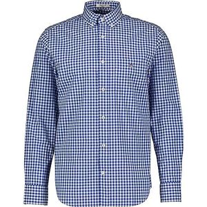 GANT Reg Poplin Gingham Shirt Heren Regular Popeline Vichy Shirt, College Blauw