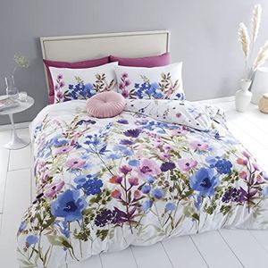 Catherine Lansfield Bedding Country beddengoedset met bloemenpatroon, roze/blauw, kingsize