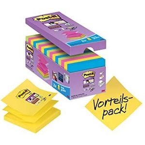 Post-it 76 x 76 mm ""Value Pack"" Super Sticky Z-Notes - Verschillende kleuren (Pack van 16)