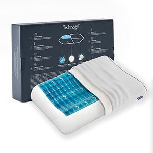 Technogel® Anatomic Orthopedisch hoofdkussen, antibacterieel, vrij van schadelijke stoffen, gecertificeerd, HWS gelkussen voor rug en zijslapers, kussensloop 66 x 42 x 07 cm