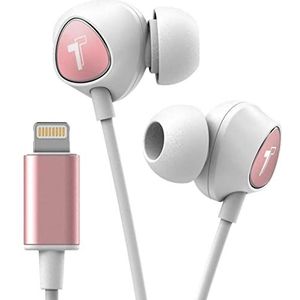 Thore V100 bedrade in-ear hoofdtelefoon voor iPhone 11/12/13/Pro Max met microfoon, Lightning MFi-gecertificeerd door Apple Earbuds met microfoon op afstand + volumeregeling