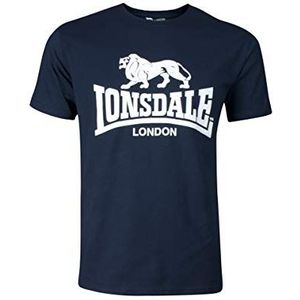Lonsdale London shirt met bandjes voor heren met logo, Navy Blauw