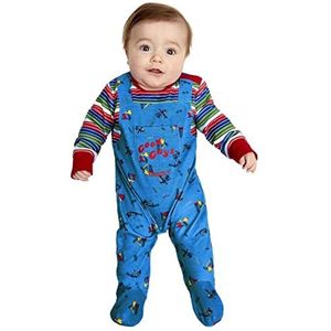 Smiffys 52411B3 officieel Chucky kostuum voor baby's, jongens, blauw en rood, B3-6-9 maanden