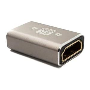 System-S HDMI 2.1 female to female adapter verguld 8K 30Hz 4K 144Hz kabel grijs