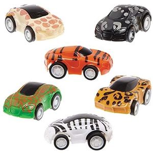 Baker Ross FX823 Safari-trekauto's, 6 stuks, racespeelgoed voor het vullen van kinderfeestzakjes