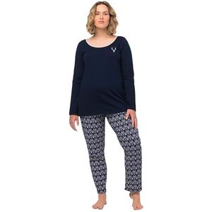 Ulla Popken Pyjama pour femme - Cerf, bleu nuit, 44-46 grande taille