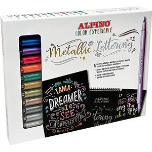 Alpino Color Experience Set Metallic Lettering, metallic lettermarker, dubbele punt voor lettering, lettering en kalligrafie